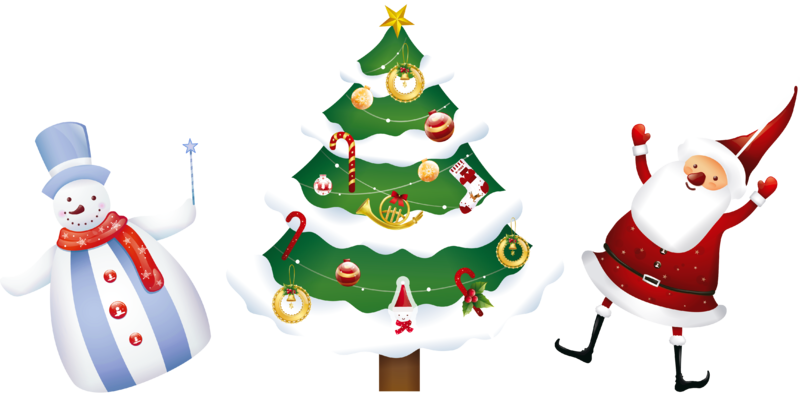 Transparent_Christmas_Santa_Tree_and_Snowman_PNG_Clipart.png