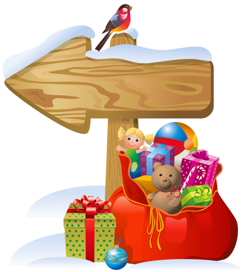 Transparent_Christmas_Sign_and_Santa_Bag_PNG_Clipart.png