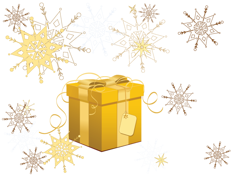 Transparent_Yellow_Christmas_Gift_with_Snowflakes_Clipart.png