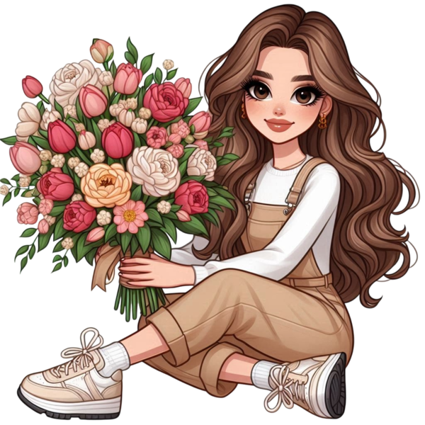 TUBE FILLE AVEC DES FLEURS 5