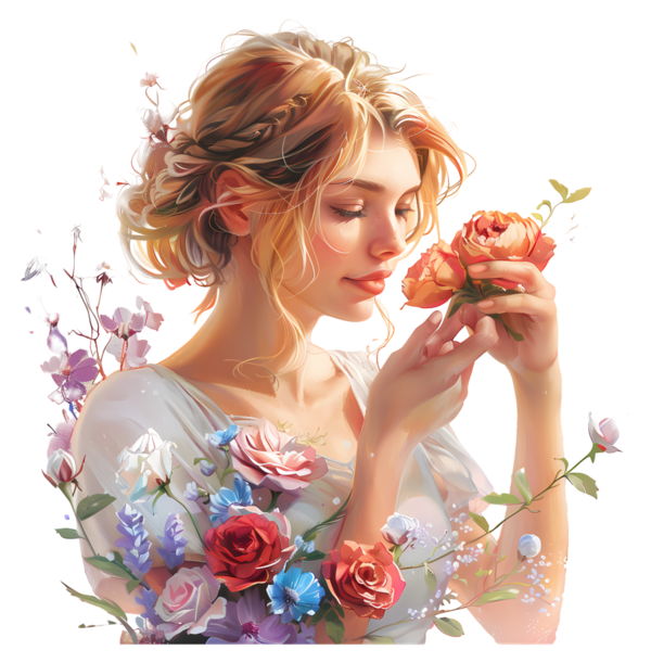 TUBE FILLE AVEC DES FLEURS 4