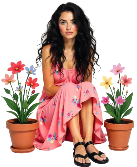 TUBE FILLE AVEC DES FLEURS 5