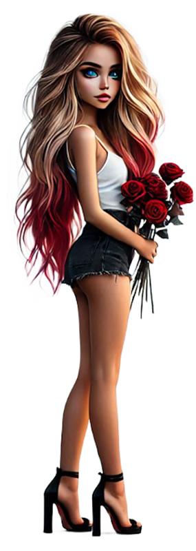 TUBE FILLE AVEC DES FLEURS 4
