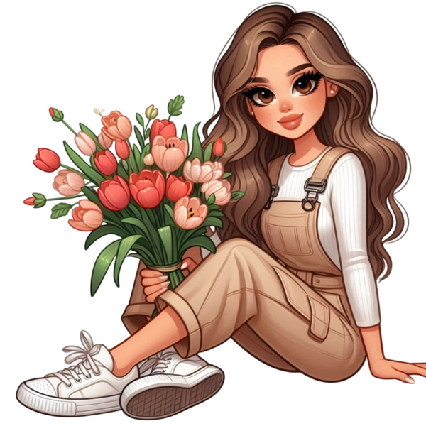 TUBE FILLE AVEC DES FLEURS 5