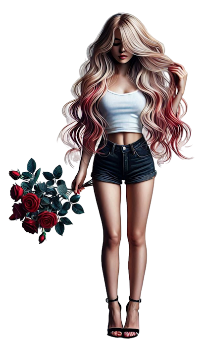 TUBE FILLE AVEC DES FLEURS 4