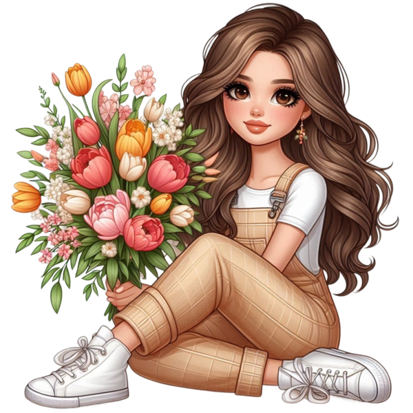 TUBE FILLE AVEC DES FLEURS 5