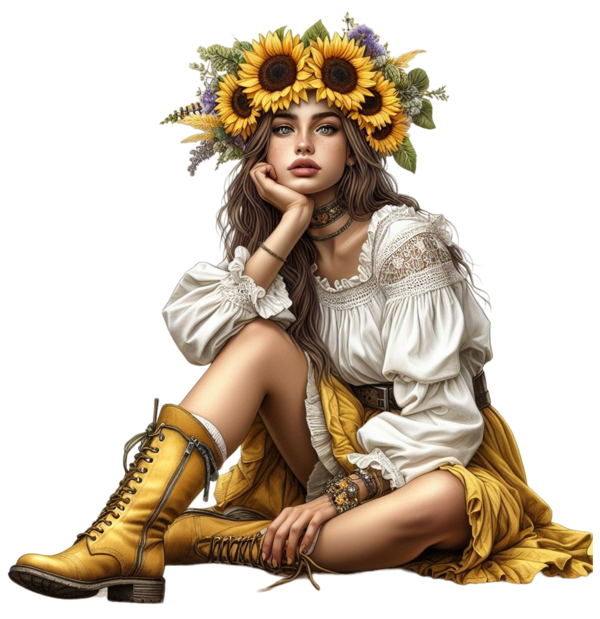 TUBE FILLE AVEC DES FLEURS 5