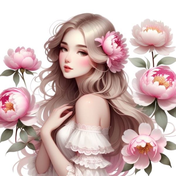 TUBE FILLE AVEC DES FLEURS 5