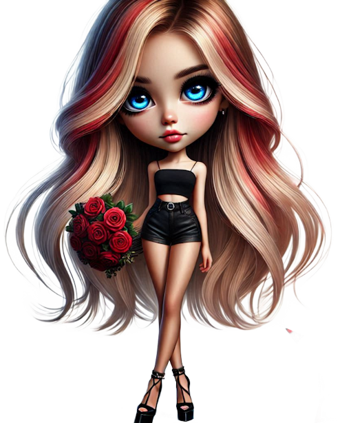 TUBE FILLE AVEC DES FLEURS 4