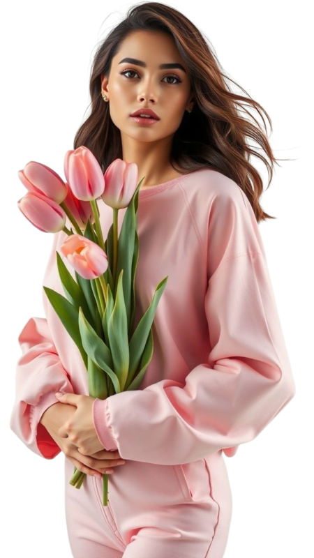 TUBE FILLE AVEC DES FLEURS 4