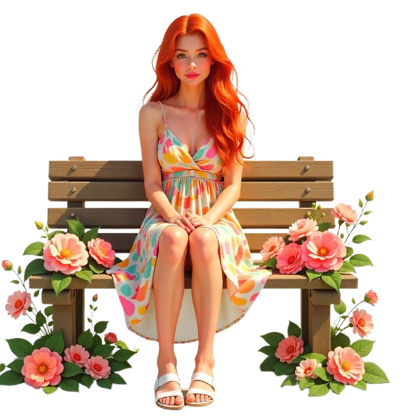 TUBE FILLE AVEC DES FLEURS 5
