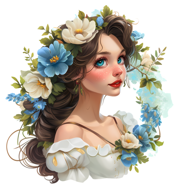 TUBE FILLE AVEC DES FLEURS 4