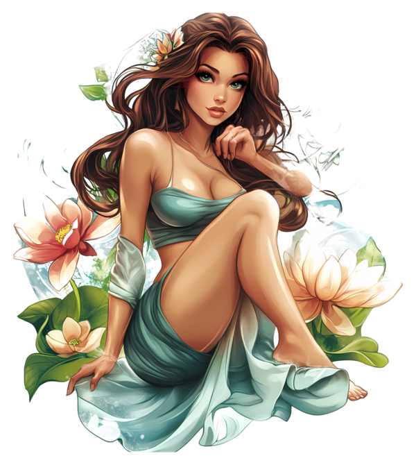 TUBES FILLE AVEC DES FLEURS 5