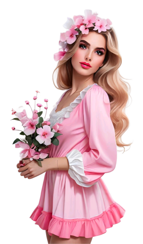 TUBE FILLE AVEC DES FLEURS 5