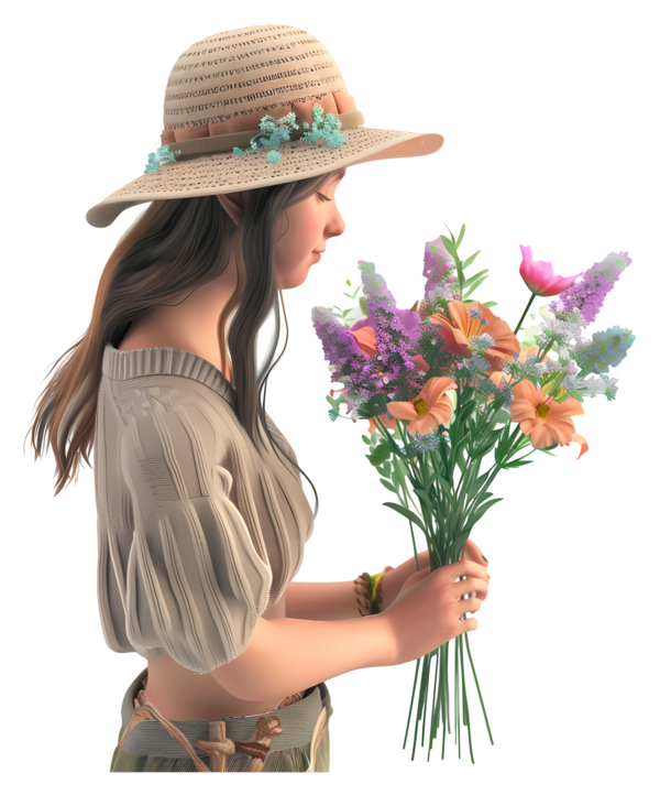 TUBES FILLE AVEC DES FLEURS 5
