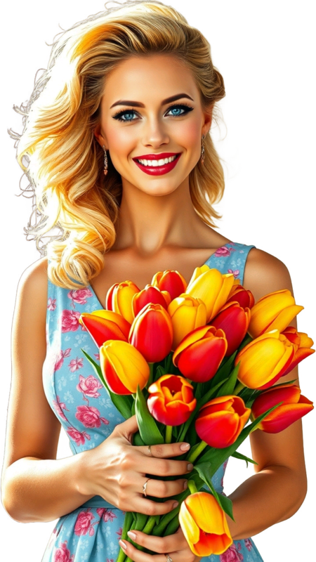 TUBE FILLE AVEC DES FLEURS 4