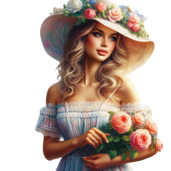 TUBE FILLE AVEC DES FLEURS 5