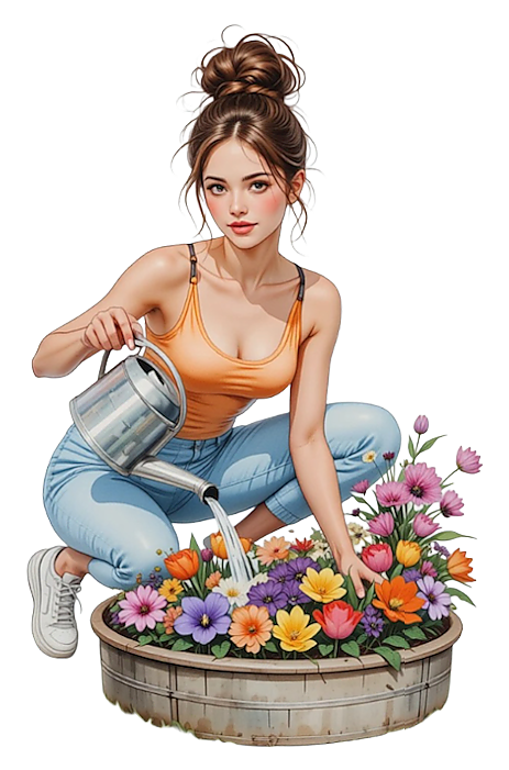 TUBE FILLE AVEC DES FLEURS 5
