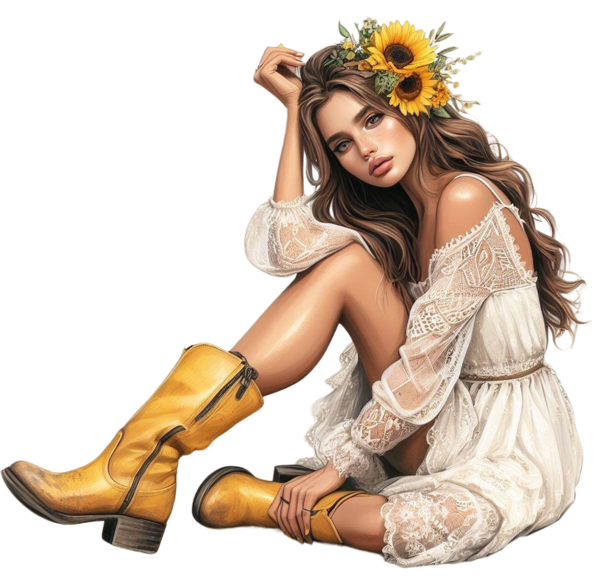 TUBE FILLE AVEC DES FLEURS 5