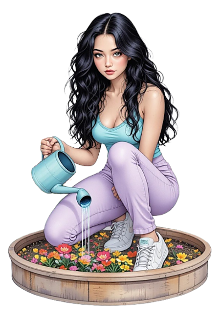 TUBE FILLE AVEC DES FLEURS 5
