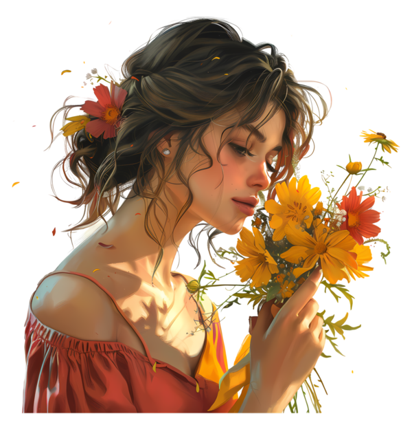 TUBE FILLE AVEC DES FLEURS 4