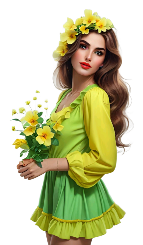 TUBE FILLE AVEC DES FLEURS 5