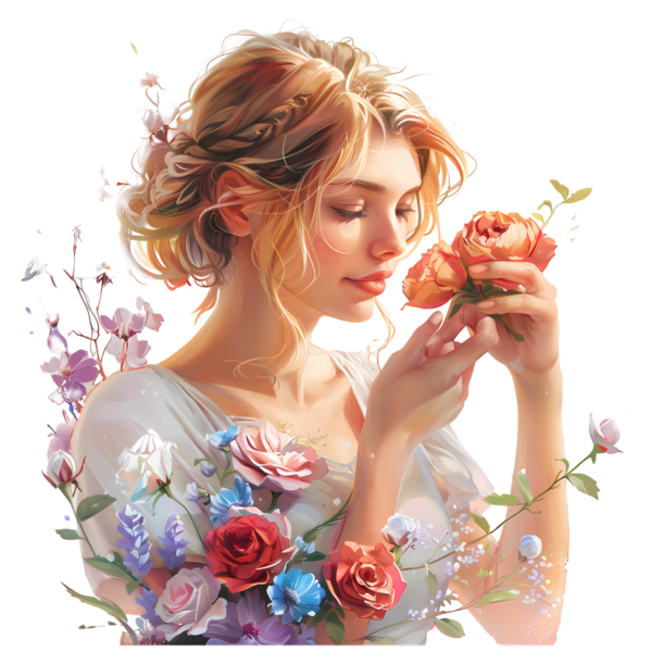 TUBE FILLE AVEC DES FLEURS 4
