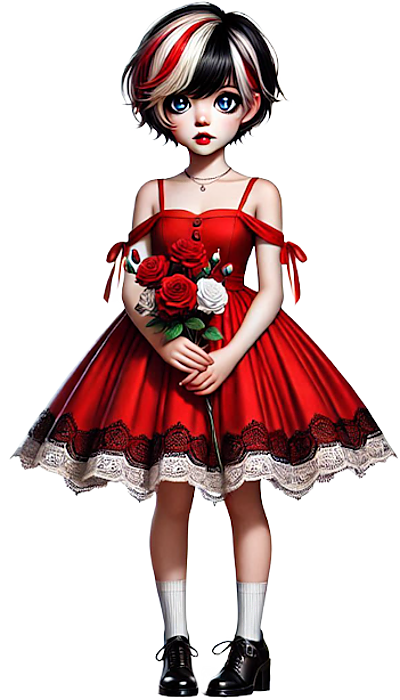 TUBE FILLE AVEC DES FLEURS 4