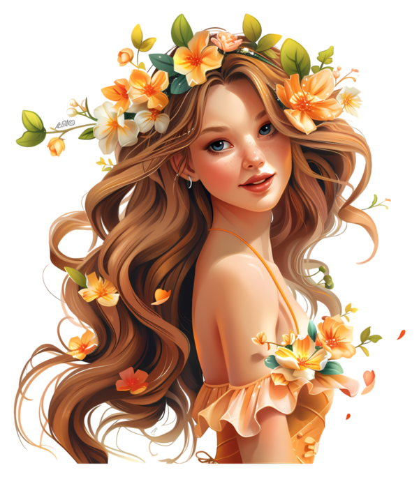TUBE FILLE AVEC DES FLEURS 4