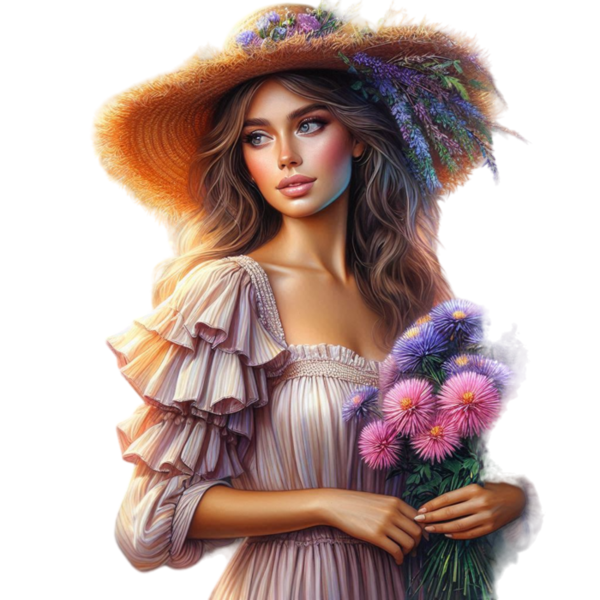 TUBE FILLE AVEC DES FLEURS 5