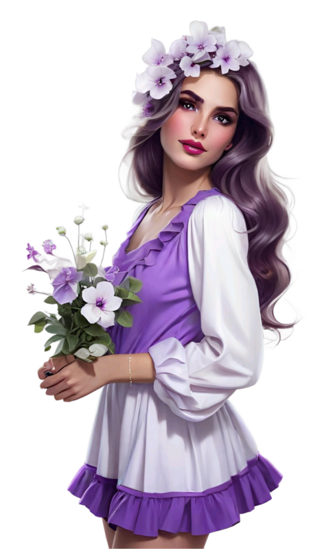 TUBE FILLE AVEC DES FLEURS 5