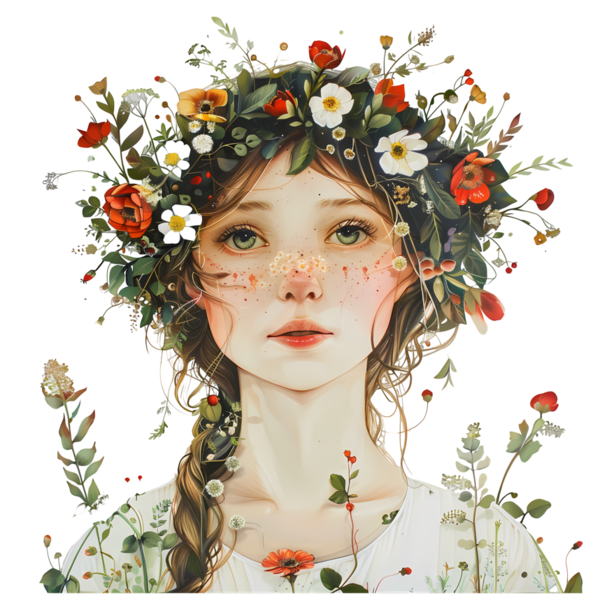 TUBE FILLE AVEC DES FLEURS 4