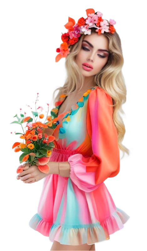 TUBE FILLE AVEC DES FLEURS 4