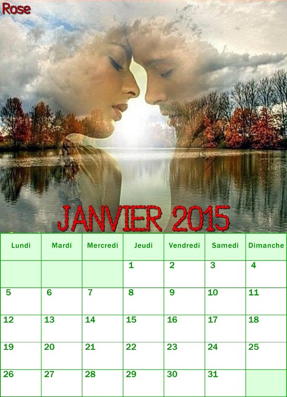 CALENDRIER JANVIER 2O15