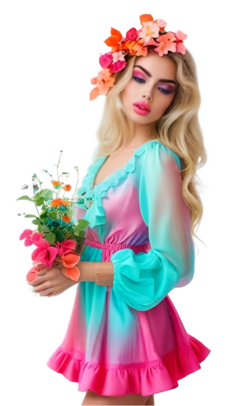 TUBE FILLE AVEC DES FLEURS 4