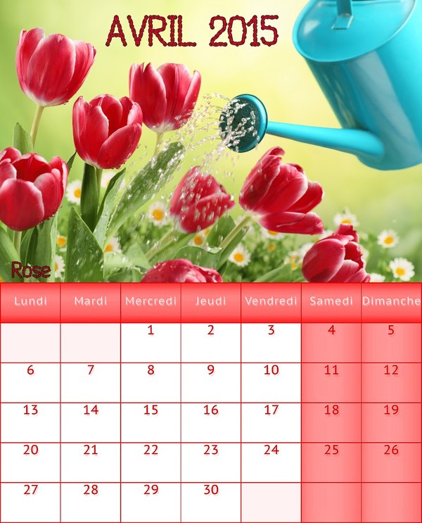 CALENDRIER AVRIL 2015