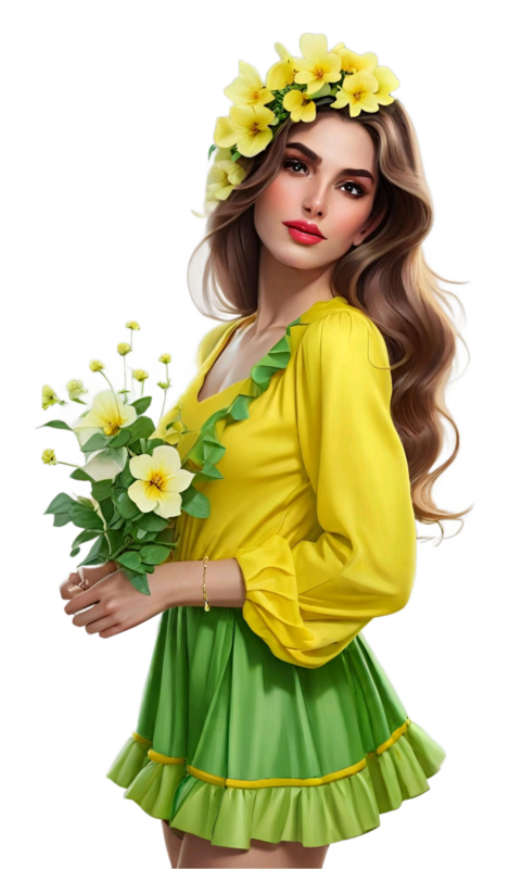 TUBE FILLE AVEC DES FLEURS 5