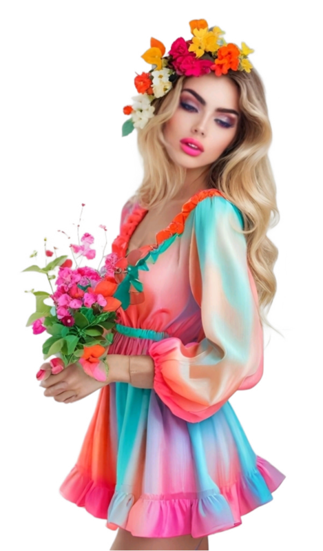 TUBE FILLE AVEC DES FLEURS 4