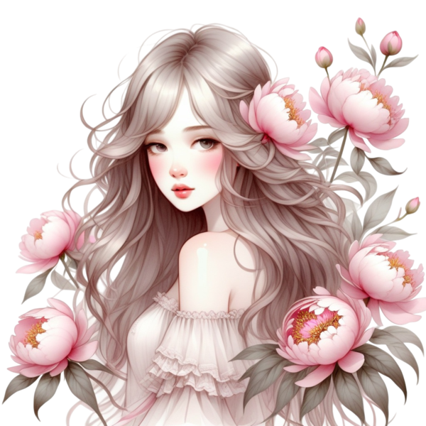 TUBE FILLE AVEC DES FLEURS 5