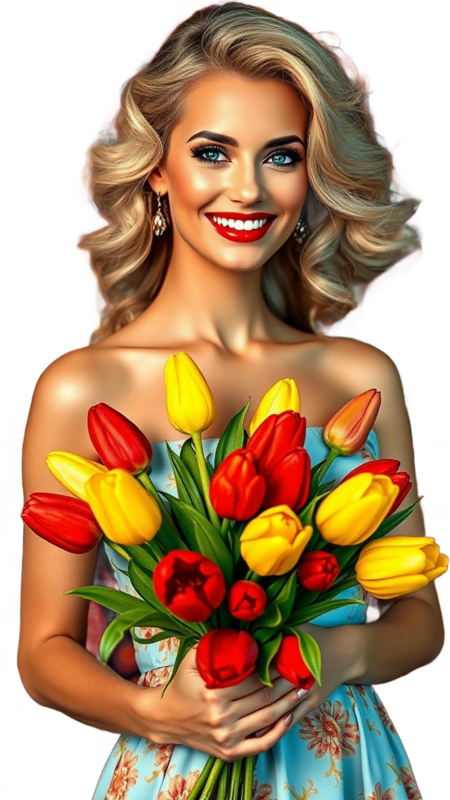 TUBE FILLE AVEC DES FLEURS 4